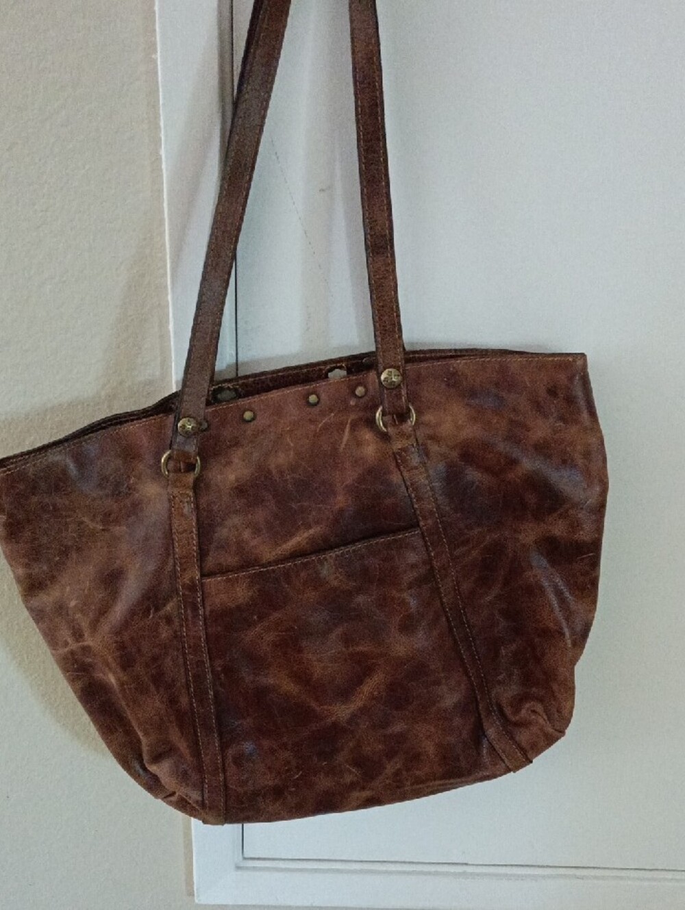 Patricia Nash Distressed Brown Leather Studded Tote - Picture 3 of 3